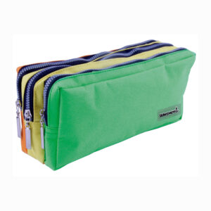 Estojo escolar retangular 3 bolsos cor pastel195x70x80 mm.