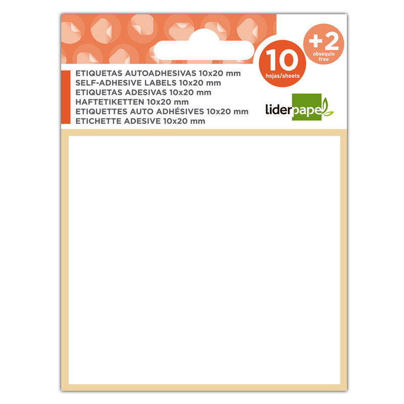 Etiquetas adesivas liderpapel 10
+ 2 folhas 14x53 mm 120
etiquetas.