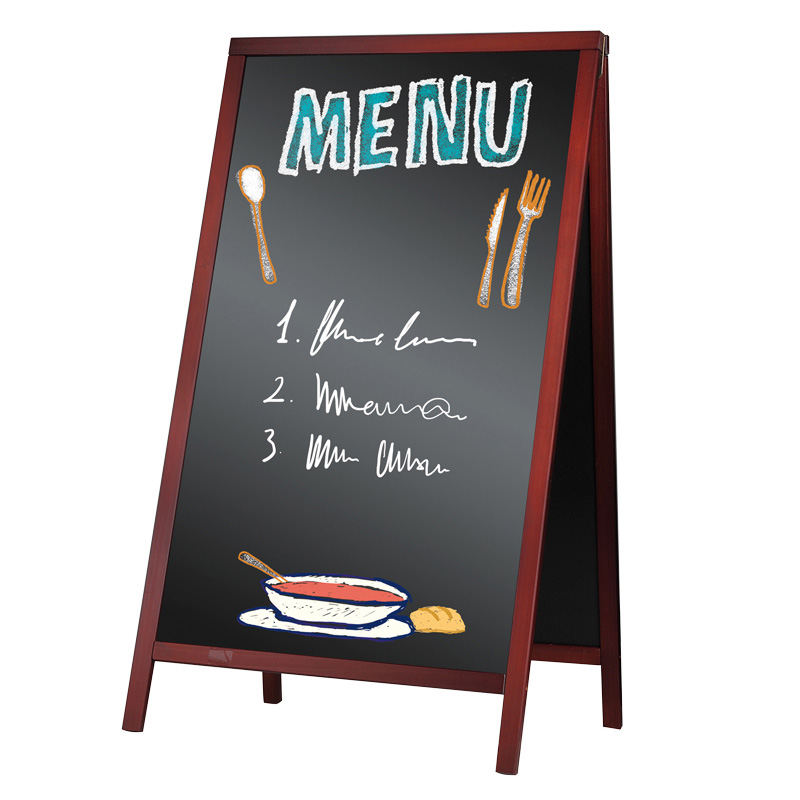 Quadro preto cavalete dupla face de madeira com superficie para marcadores (55x85cm)